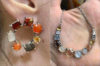 Gollberg.warm colors and neutral colors of stones with prongs