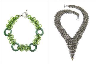 Karon.green bracelet and pointy necklace