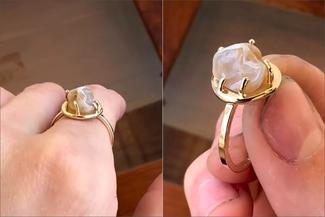 Keast.prong ring with white stone