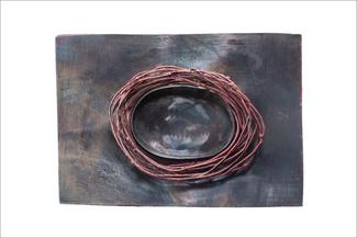 Lazard.rectangle and wire nest patina pieces