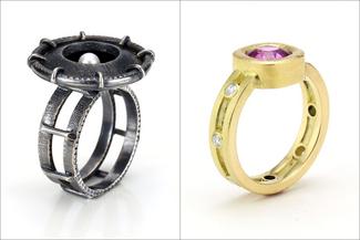 Lazure.silver ring and gold ring