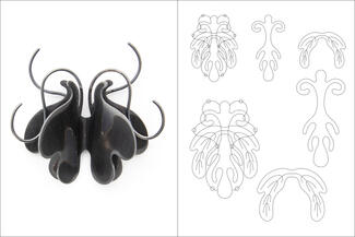 Lowrie.oxidized metal shape and line drawings