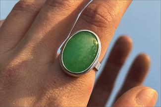 Montante.green cab ring in silver