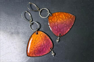 Pastel.orange and pink enamel earrings