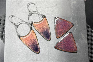 Pastel.peachy pink enamel earrings