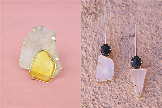 Pengelley.yellow pink and clear jewelry setting