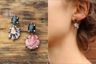 Pengelley.redish and dark stones earrings