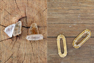 Pengelley.clear stone earringss an dmetal oval earrings