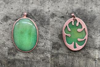 Shulman.green stone with leaf pendant