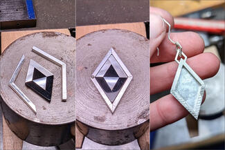 Vanaria.black and white diamond shape earrings in progress