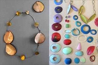 Werger.enameled samples and necklace