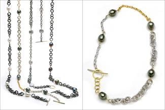 Werger.silver gold and pearl necklaces