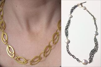 Werger.gold chain and silver with pearl and gold chain