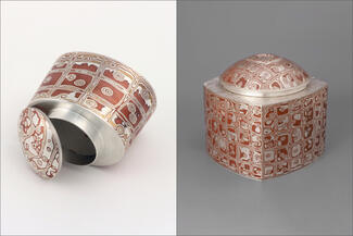 Wolf.mokume boxes in silve and copper