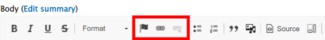 Screenshot of editing toolbar with link buttons highlighted