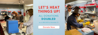 Let's heat things up, all donations doubled banner